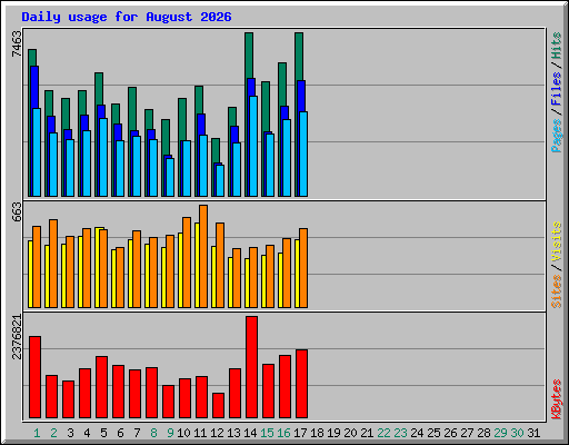 Daily usage for August 2026